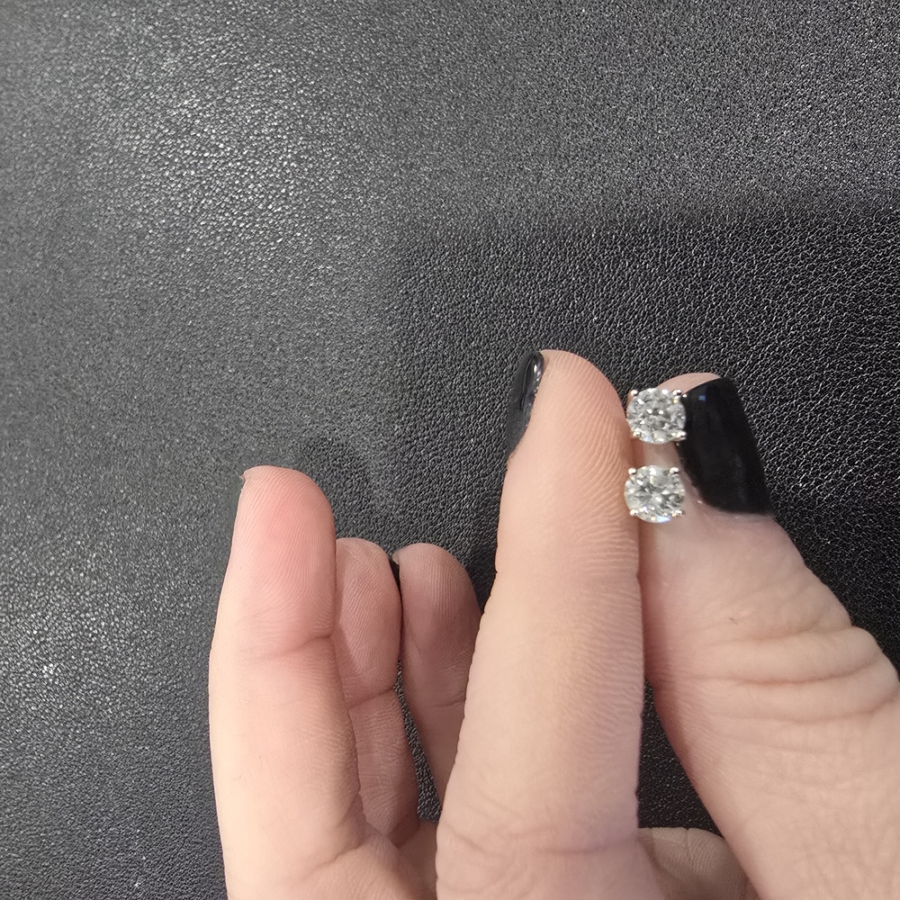 Solitaire Earrings 1 ct tw Diamonds White Gold